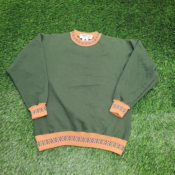 Vintage MOD Argyle Ringer Sweatshirt Womens Medium 20x24 USA - Picture 1 of 10